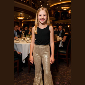 Girls Art Class Beige Sequin Flare Pants XL (14) NWT